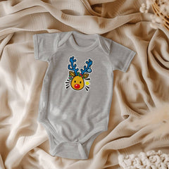 Baby Onesie Cute  Cartoon Reindeer with Christmas Holly for Mommy's Little Rudolph