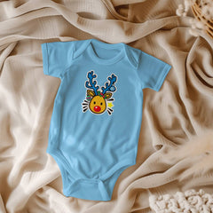 Baby Onesie Cute  Cartoon Reindeer with Christmas Holly for Mommy's Little Rudolph