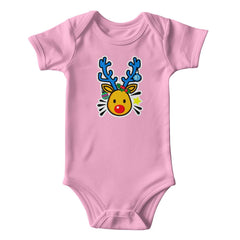 Baby Onesie Cute  Cartoon Reindeer with Christmas Holly for Mommy's Little Rudolph