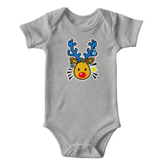 Baby Onesie Cute  Cartoon Reindeer with Christmas Holly for Mommy's Little Rudolph