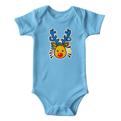 Baby Onesie Cute  Cartoon Reindeer with Christmas Holly for Mommy's Little Rudolph